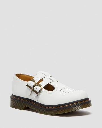 White Women's Dr Martens 8065 Smooth Leather Mary Jane Shoes | CA 333KOR